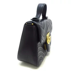 Gucci Handle Black Heart Quilted Handbag GG Marmont Bag Leather Top Black